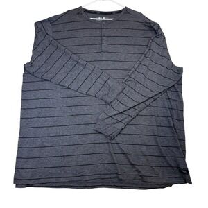 MSX by Michael Strahan Men's Gray Striped Long Sleeve Henley Shirt 4XLT